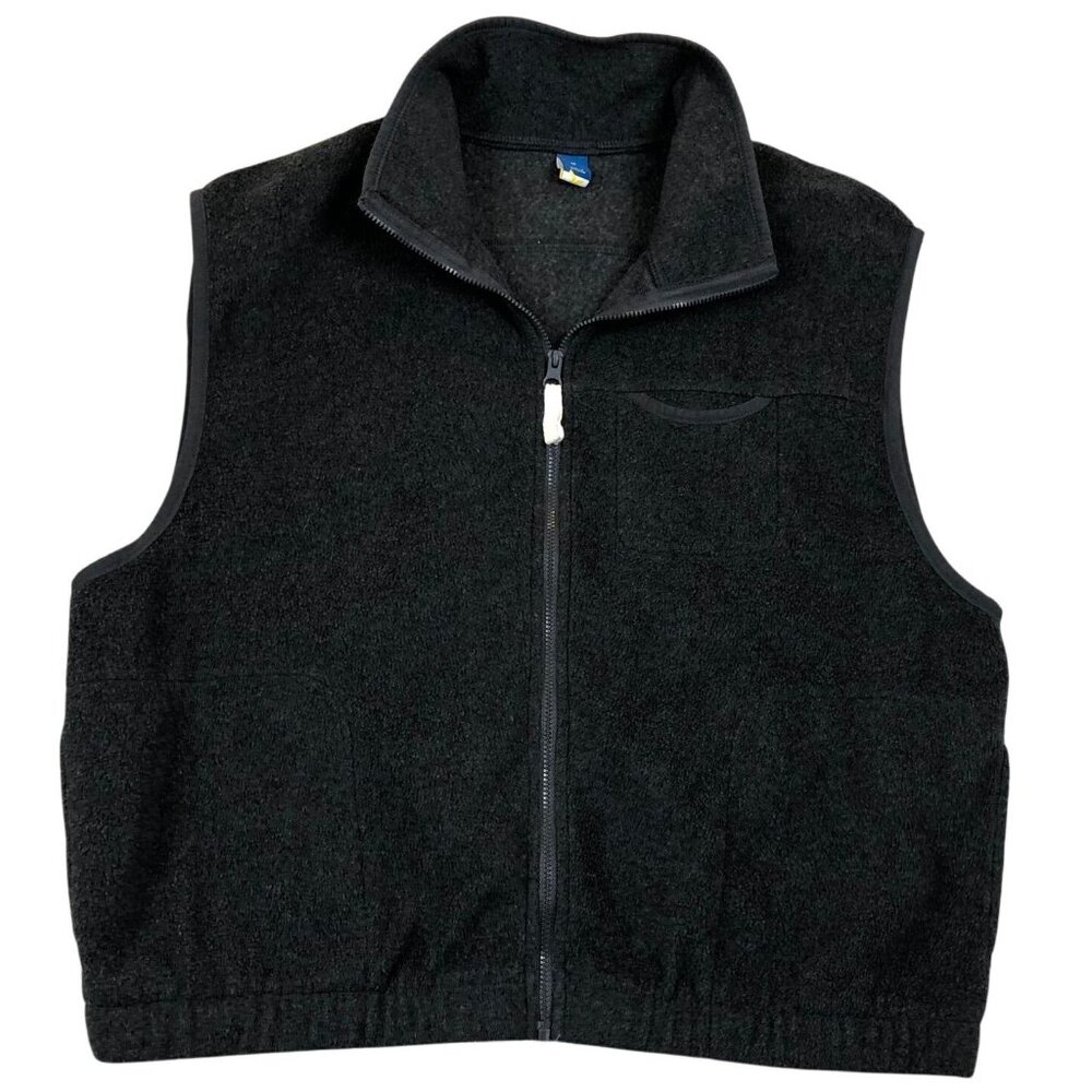 Old Navy Men's Fleece Zip Up Vest Jacket Medium Black Mock Neck Warm Sleeveless